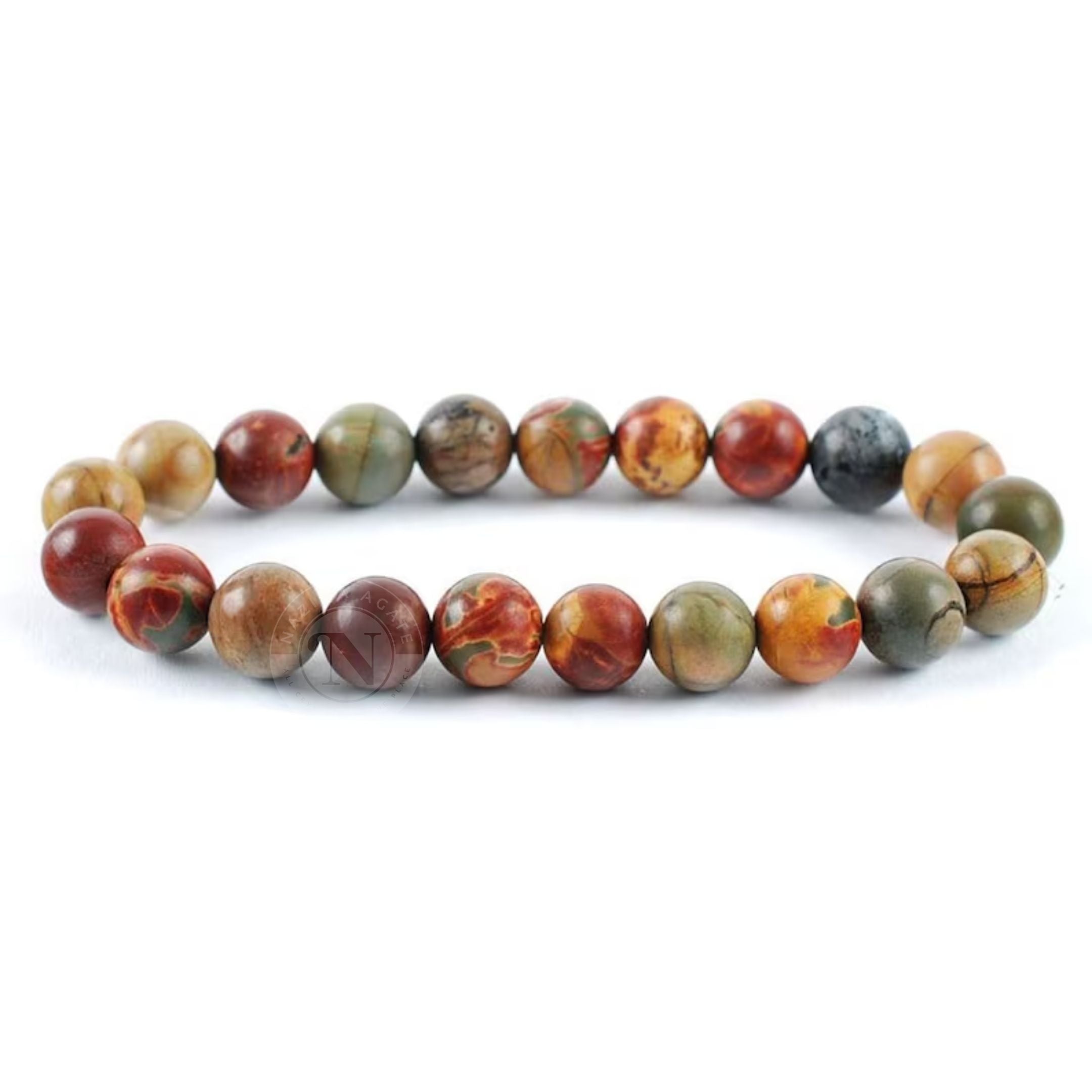 Tiger Eye Picasso Jasper Epidote Unakite 8 mm Faceted Bead Bracelet Combo  Pack of 4 pc
