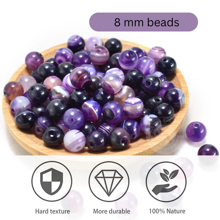 PURPLE AGATE LOOSE BEADS 8MM