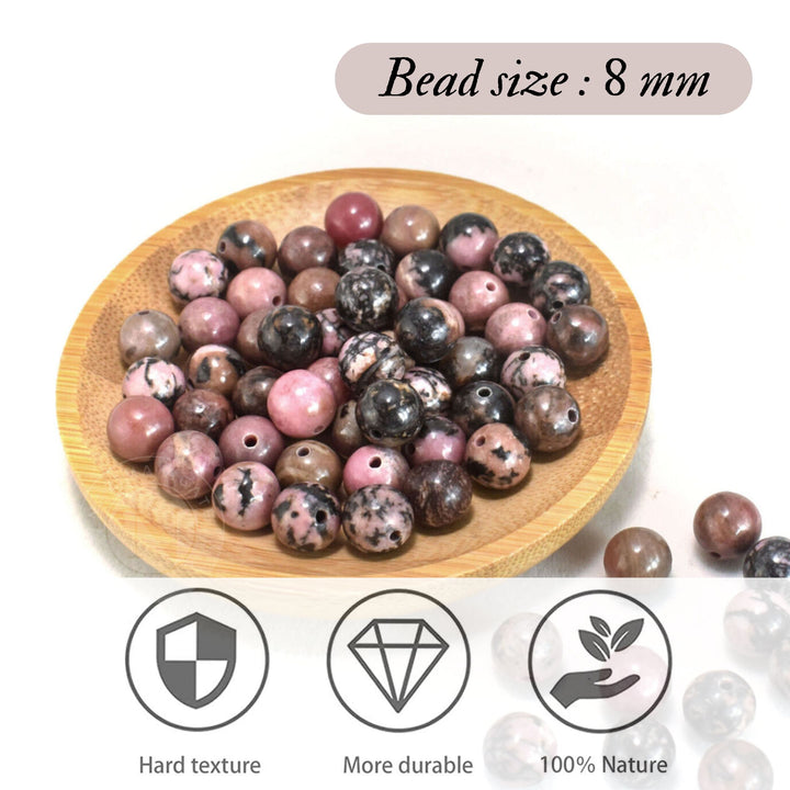 RHODONITE LOOSE BEADS 8MM