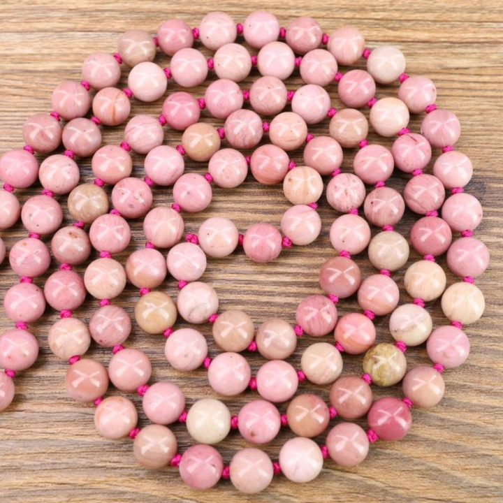 RHODONITE MALA 108 BEADS - HIGH ENERGY GEMSTONES 8MM