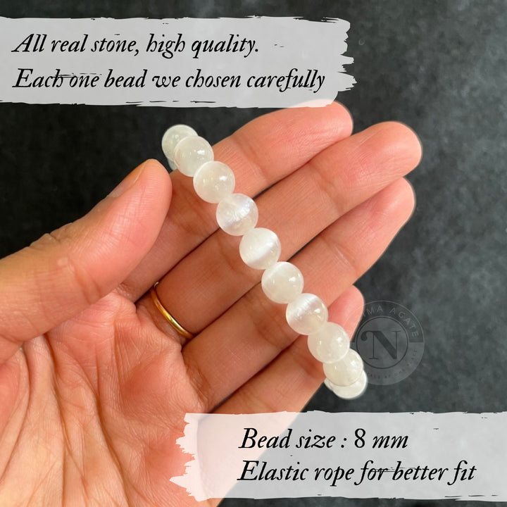 NATURAL SELENITE ENERGY BRACELET 8MM