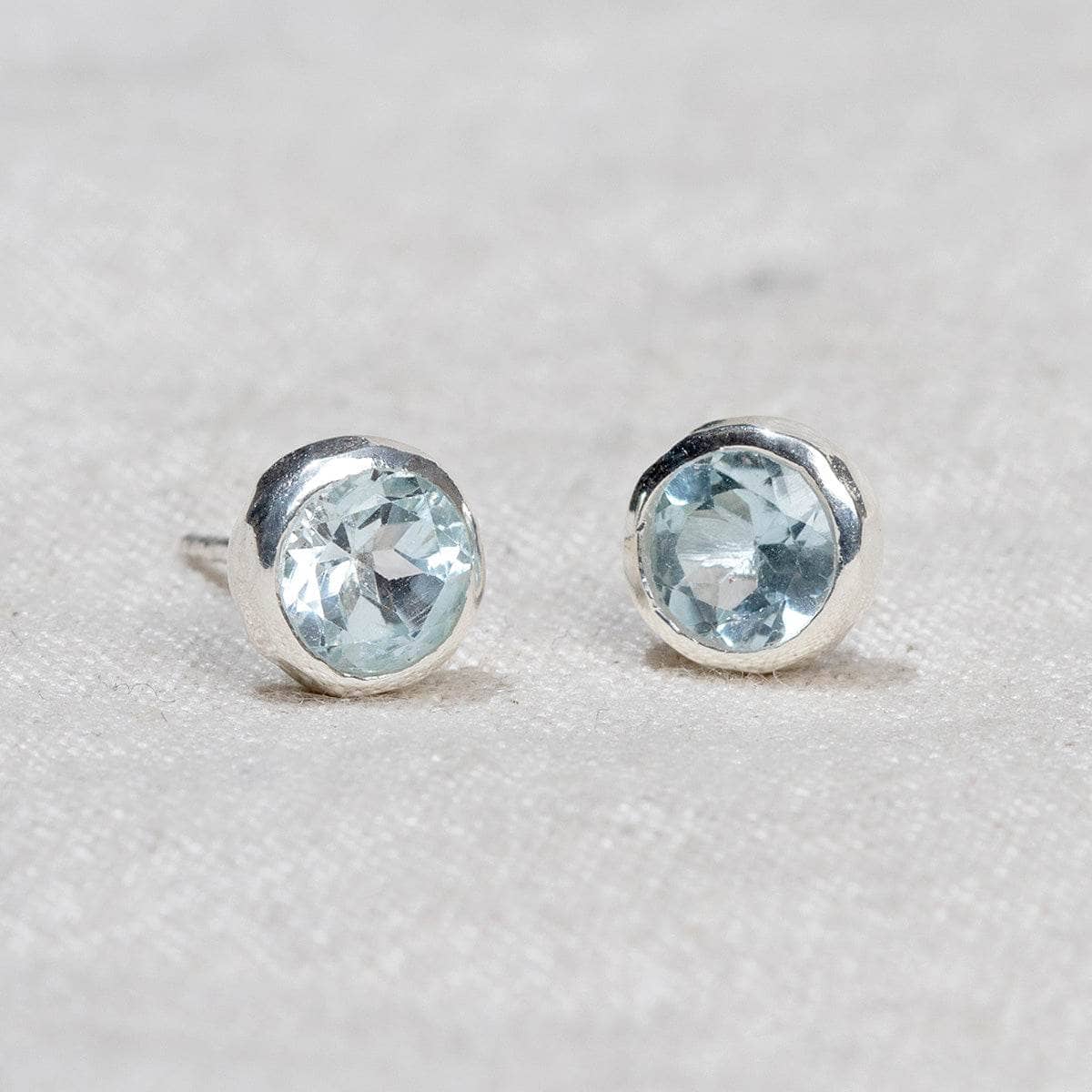 Blue topaz silver stud earrings