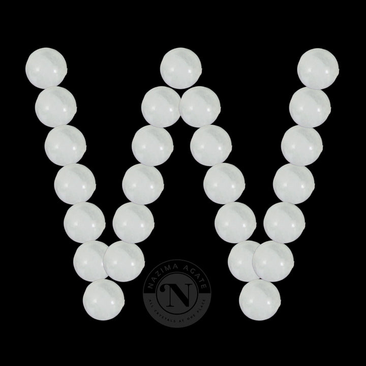 WHITE JADE LOOSE BEADS 8MM