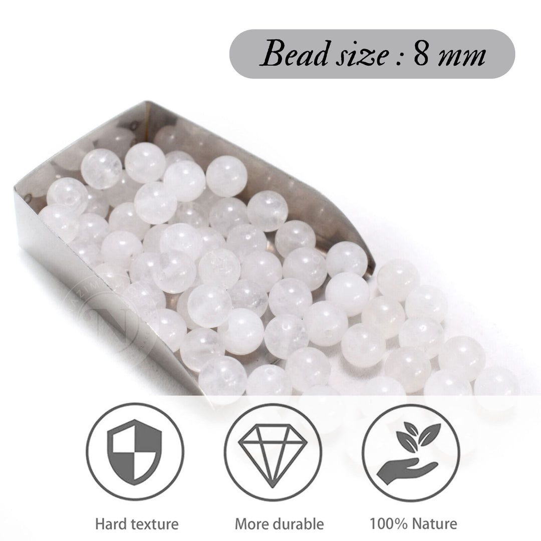 WHITE JADE LOOSE BEADS 8MM