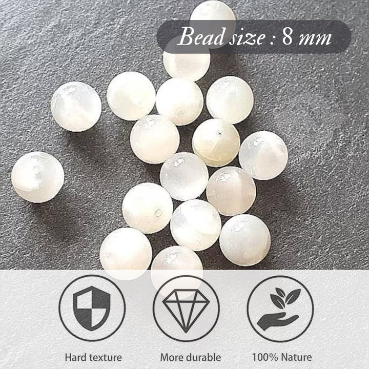 WHITE MOONSTONE LOOSE BEADS 8MM