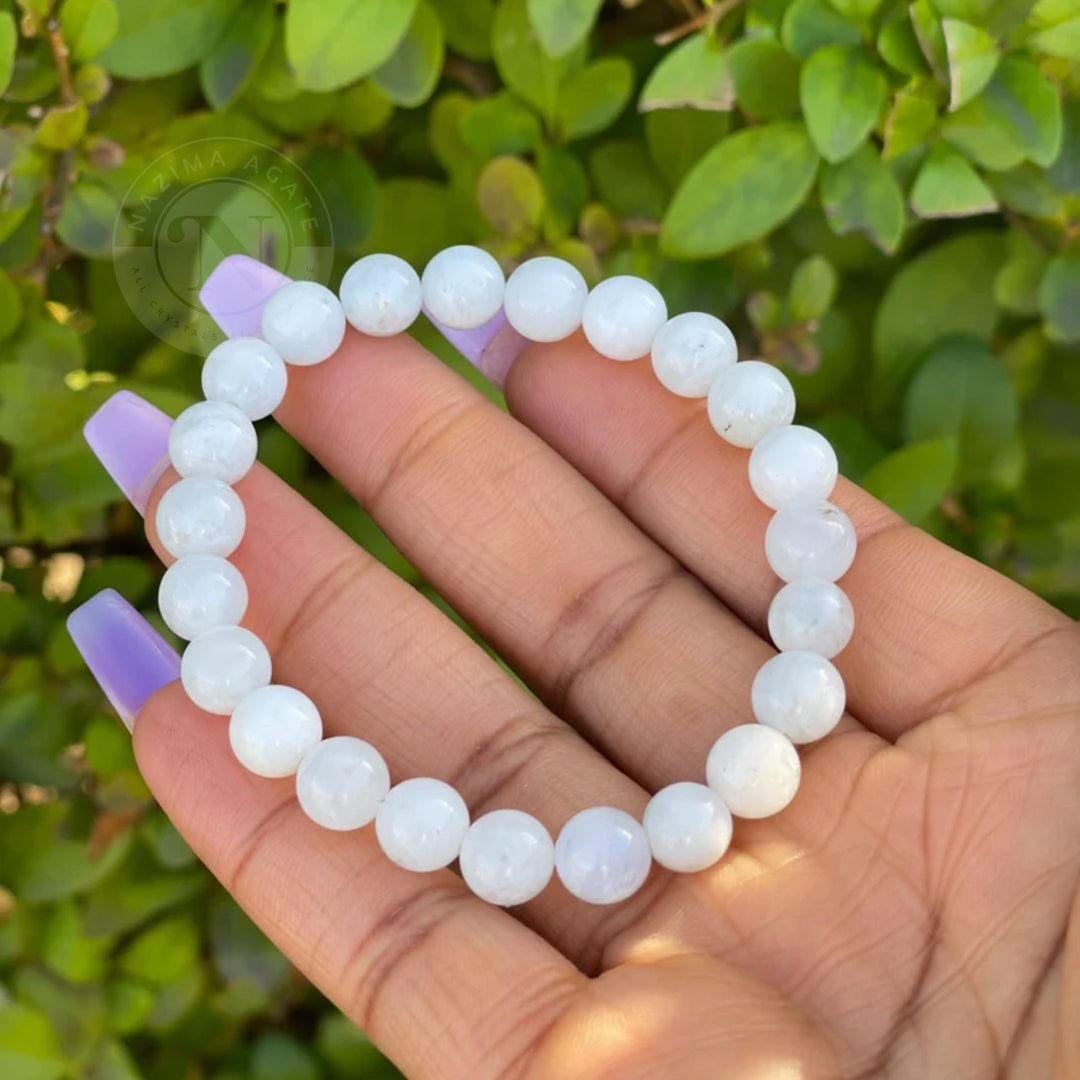 WHITE MOONSTONE ENERGY BRACELET 8MM